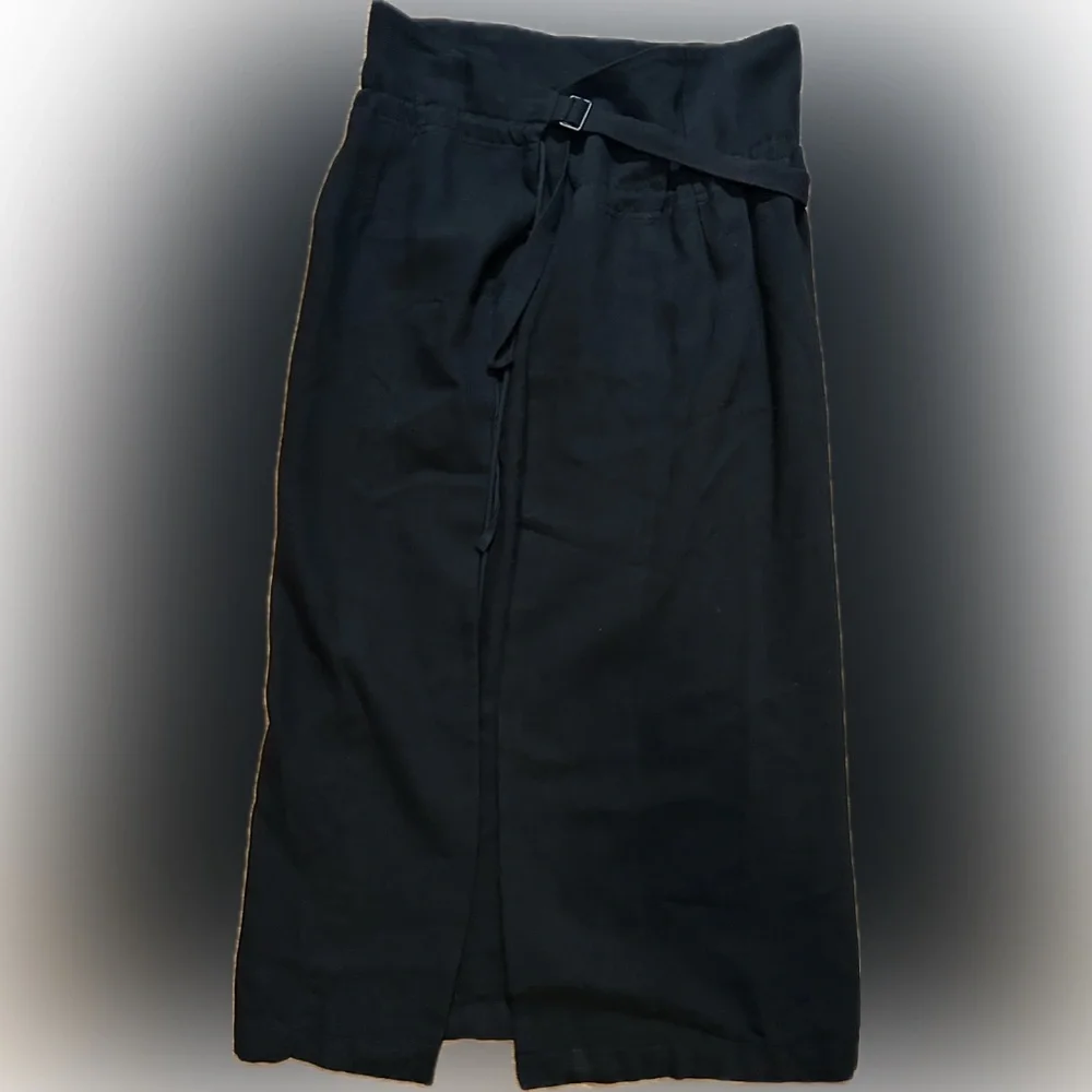 Ann Demeulemeester Wool Linen Cotton Skirt Size 34 Black Maxi With Strap Buckle - Picture 2 of 10